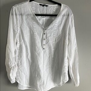 CHARLIE B White Eyelet Button-Up Blouse